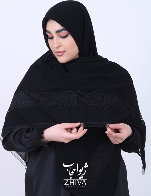 روسری مشكی حاشيه تور