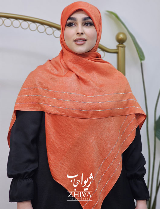 روسری وال اسلپ نگين دار نارنجی