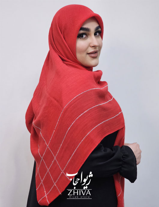 روسری وال اسلپ حاشيه نگين قرمز